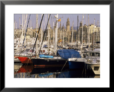 Port Vell (Old Port) And Old City Behind, Barcelona, Catalonia, Spain by Charles Bowman Pricing Limited Edition Print image