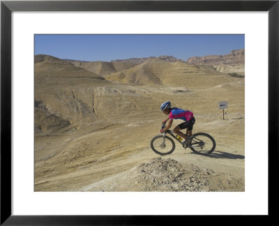 Side View Of Competitior In The Mount Sodom International Mountain Bike Race, Dead Sea Area, Israel by Eitan Simanor Pricing Limited Edition Print image