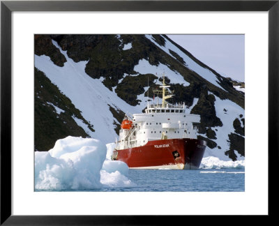 Ice-Breaker Tour Ship, Krossfjorden Icebergs, Spitsbergen, Svalbard, Norway, Scandinavia by Tony Waltham Pricing Limited Edition Print image
