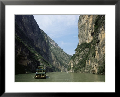 Tourist Boat In The Longmen Gorge, First Of The Small Three Gorges, Yangtze Gorges, China by Tony Waltham Pricing Limited Edition Print image