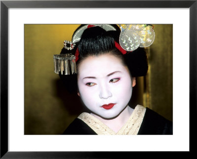 Close-Up Of Geisha Girl In Gold, Kyoto, Japan by Bill Bachmann Pricing Limited Edition Print image