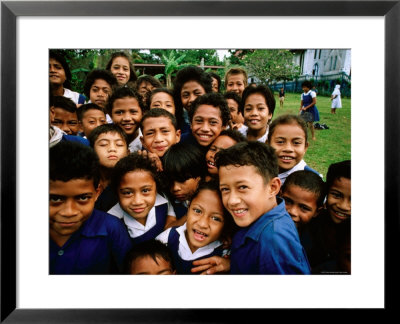 Group Of Schoolchildren Smiling, Upolu, Samoa by Peter Hendrie Pricing Limited Edition Print image