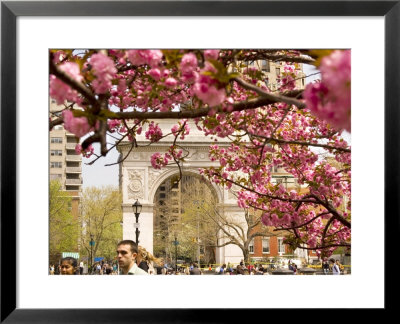 Washington Square Arch With Pink Blossoms In Foreground by Michelle Bennett Pricing Limited Edition Print image