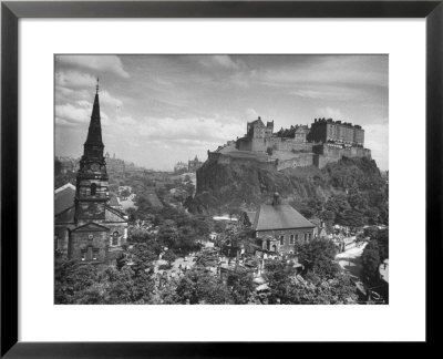 The Edinburgh Castle Sitting High On A Rock Above St. Cuthbert's Church by Hans Wild Pricing Limited Edition Print image