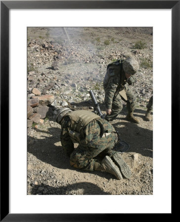 Two Mortarman At Marine Corps Air-Ground Combat Center, Twentynine Palms, California by Stocktrek Images Pricing Limited Edition Print image