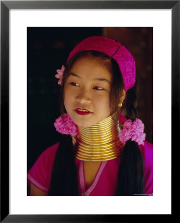 Portrait Of A 'Long Necked' Padaung Tribe Girl, Mae Hong Son Province, Northern Thailand, Asia by Gavin Hellier Pricing Limited Edition Print image