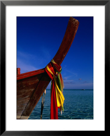 Bow Of Traditional Longtail Boat With Coloured Cloth To Appease Sea Spirits, Thailand by Kraig Lieb Pricing Limited Edition Print image