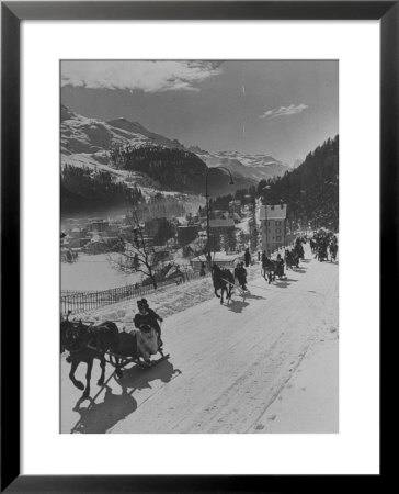 Sunday Sleigh-Rides In Snow-Covered Winter-Resort Village St. Moritz by Alfred Eisenstaedt Pricing Limited Edition Print image