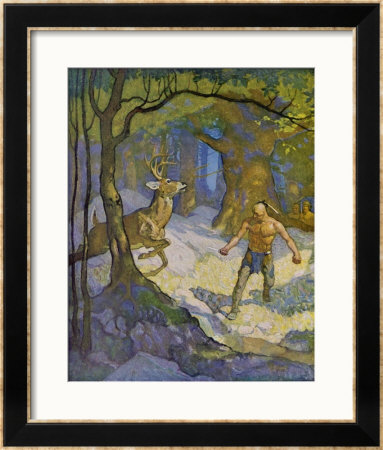 Uncas A Mohican Indian Slays A Deer by Newell Convers Wyeth Pricing Limited Edition Print image