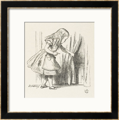 Alice Alice Draws Back The Curtain To Reveal A Little Door by John Tenniel Pricing Limited Edition Print image