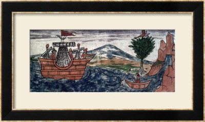 An Indian Spy Observes The Arrival Of A Spanish Ship On The Mexican Coast, 1579 by Diego Duran Pricing Limited Edition Print image