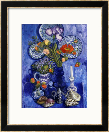 Blue Still Life With Poppies And Shells by Isy Ochoa Pricing Limited Edition Print image