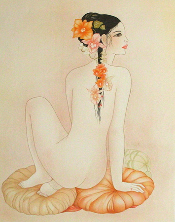Nu Au Coussin Orange by Mara Tran-Long Pricing Limited Edition Print image