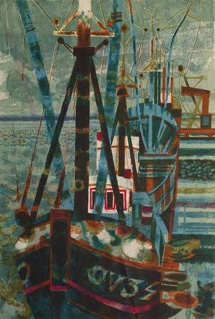 Le Guilvinec, Chalutiers A Maree Haute by Michel King Pricing Limited Edition Print image