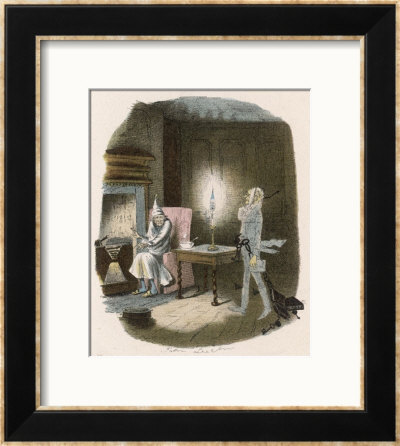Scrooge Receives A Visit From The Ghost Of Jacob Marley His Former Business Partner by John Leech Pricing Limited Edition Print image