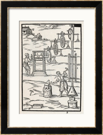 Medieval Depiction Of Rolling Out Sheet Metal by Branca Pricing Limited Edition Print image