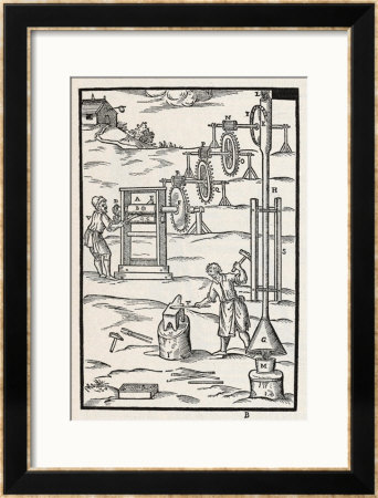 Medieval Depiction Of Rolling Out Sheet Metal by Branca Pricing Limited Edition Print image