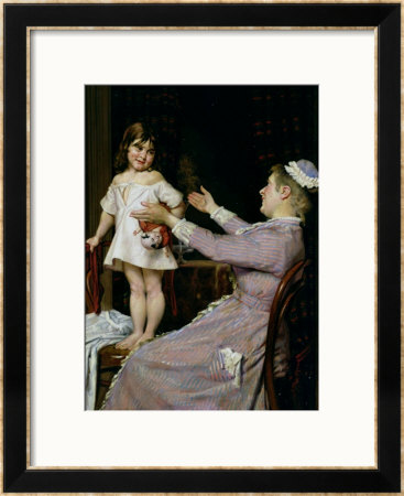 Little Girl With A Doll And Her Nurse, 1896 by Christian Pram Henningsen Pricing Limited Edition Print image