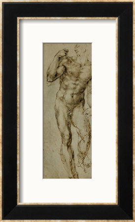 Nude Male Figure Seen Frontally, Circa 1502-1506 by Michelangelo Buonarroti Pricing Limited Edition Print image