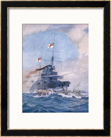 Hms Birmingham Commanded By Captain Arthur Duff Ramming The German Submarine U15 by H.G. Swanwick Pricing Limited Edition Print image