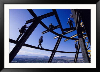 Construction Workers On Beams At The Top Of The Statosphere Tower, Las Vegas, Nevada by Paul Chesley Pricing Limited Edition Print image
