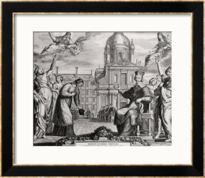 Robert De Sorbon And Cardinal Richelieu In Front Of The Sorbonne 1639 by Matthaus Merian The Elder Pricing Limited Edition Print image