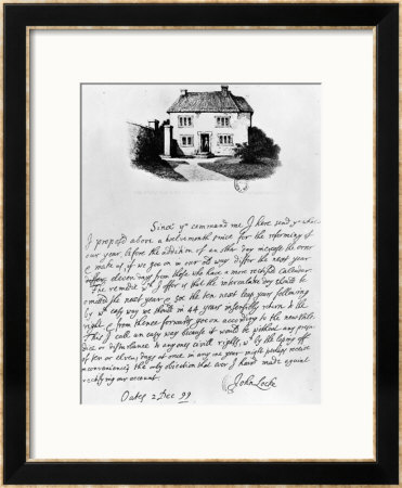 Facsimile Of A Letter Illustrating The House In Which Locke Was Born In Wrington, Somerset by John Locke Pricing Limited Edition Print image