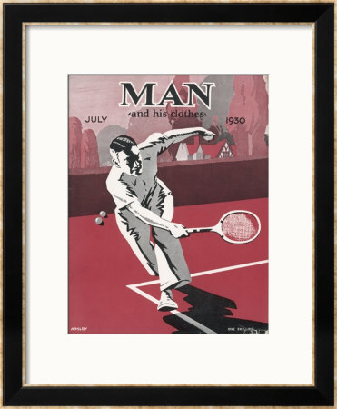 Dashing Man Plays A Difficult Tennis Shot by Apsley Apsley Pricing Limited Edition Print image