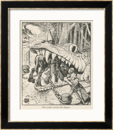 The Youth Secures The Dragon Which Has Swallowed The Iron Horse by Henry Justice Ford Pricing Limited Edition Print image