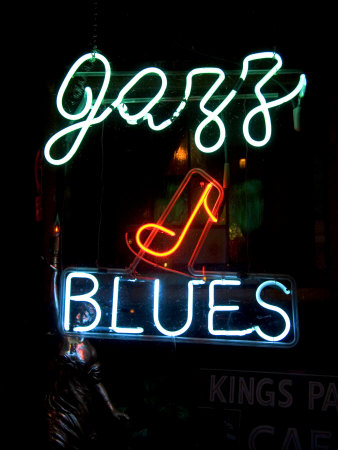 Jazz And Blues Neon Sign On Beale Street In Memphis, Tennessee, Usa by David R. Frazier Pricing Limited Edition Print image