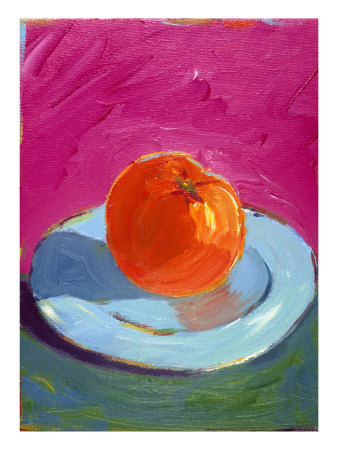 Orange On Blue Plate by J.M. Gilmore Pricing Limited Edition Print image
