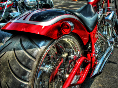 Study Of Red Custom Motorcycle by Trey Ratcliff Pricing Limited Edition Print image