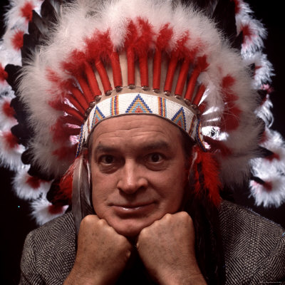 Comedian Bob Hope Posing In Indian Headdress Given Him By Ok State University Women by Allan Grant Pricing Limited Edition Print image