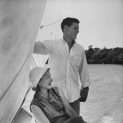 Helen Hayes And Her Son James Macarthur Relaxing By A Lake by Gordon Parks Pricing Limited Edition Print image