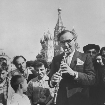 Benny Goodman Playing For A Group Of Enthralled Russians Outside The Kremlin by Stan Wayman Pricing Limited Edition Print image