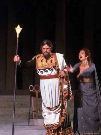 Opera Singers Giuseppe Modesti And Maria Callas Performing Medea In Ancient Greek Amphitheater by John Dominis Pricing Limited Edition Print image