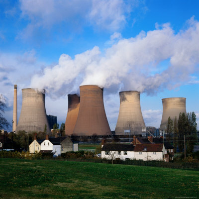 Houses And Power Station Towers In Rugely, United Kingdom by Chris Mellor Pricing Limited Edition Print image