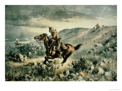 Pony Express Pursued By Indians, 1900 by Heinrich Hansen Pricing Limited Edition Print image