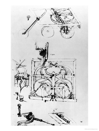 Automotive Wagon, Moved By System Of Springs, And Equipped With Differential Transmission by Leonardo Da Vinci Pricing Limited Edition Print image