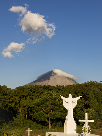 Graveyard And The Concepcion Volcano On Ometepe Island, Lake Nicaragua, Nicaragua, Central America by Lizzie Shepherd Pricing Limited Edition Print image