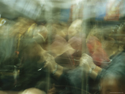 Time-Exposed Shot Of Passengers On A Crowded Paris Metro Train by Stephen Sharnoff Pricing Limited Edition Print image