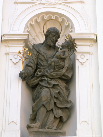 Statue Of Joseph And Christ Child In Wall, Prague by Barbara Benner Pricing Limited Edition Print image