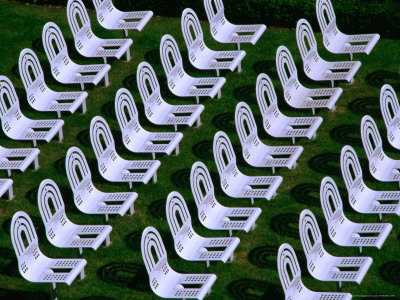 Vacant Chairs In Gardens Beneath Prague Castle, Prague, Czech Republic by Juliet Coombe Pricing Limited Edition Print image