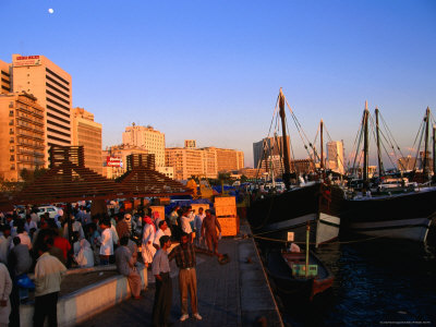 Traders Along Creek Waterfront, Dubai, United Arab Emirates by Chris Mellor Pricing Limited Edition Print image