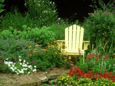 Yellow Chair In Garden, Illinois by Daybreak Imagery Pricing Limited Edition Print image