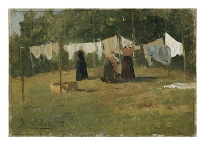 Clothes Drying, 1875 (Oil On Canvas) by Gerhard Peter Frantz Vilhelm Munthe Pricing Limited Edition Print image