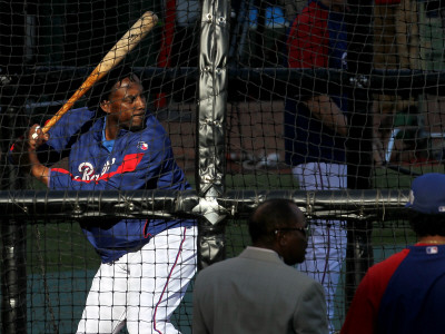 Texas Rangers V. San Francisco Giants, Game 5: Vladimir Guerrero by Stephen Dunn Pricing Limited Edition Print image