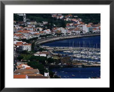 Aerial View Of Boats In Harbour, Horta, Portugal by Wayne Walton Pricing Limited Edition Print image