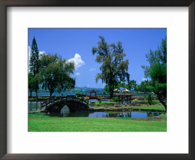 A Wooden Bridge In The Japanese Style In The Liliuokalani Gardens, Hilo, Hawaii, Usa by Ann Cecil Pricing Limited Edition Print image
