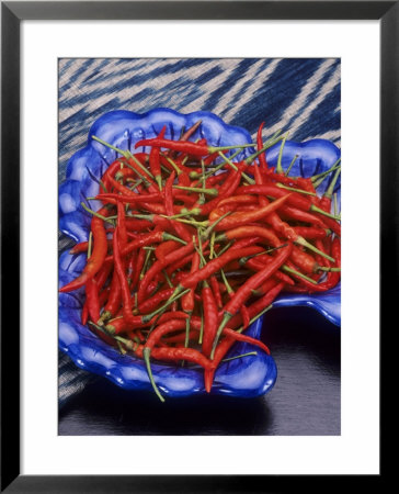 Red Chili Peppers In A Blue Bowl by Alberto Cassio Pricing Limited Edition Print image